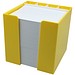 Zettelbox 10 x 10 x 10 cm mit Schreibgeräteköcher, gelb