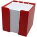 Zettelbox 10 x 10 x 10 cm mit Schreibgeräteköcher, rot