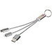 3-in-1 Metall-Ladekabel mit Schlüsselanhänger, silber