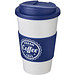 Americano® 350 ml Isolierbecher mit Schutzring & auslaufsicherem Schraubverschluss, weiß/blau