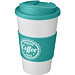 Americano® 350 ml Isolierbecher mit Schutzring & auslaufsicherem Schraubverschluss, weiß/aquablau