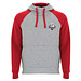 Badet zweifarbiger Kapuzenpullover Unisex, heather grau / rot, XS