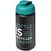 Baseline 500 ml recycelte Sportflasche mit Klappdeckel, schwarz/aquablau