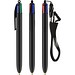 BIC® 4 Colours® Kugelschreiber + Umhängeband Schwarz