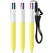 BIC® 4 Colours® Kugelschreiber + Umhängeband Weiß/Gelb