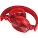 Bluetooth Kopfhörer mit Metallplatten auf den Ohrmuscheln, rot
