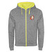 Fuji Kaputzensweatjacke Unisex, heather grau / Fluor Yellow, XL