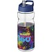 H2O Base Sportflasche mit Ausgussdeckel, 650 ml, transparent,blau