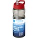 H2O Eco Sportflasche mit Ausgussdeckel, 650 ml, kohle/rot