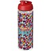H2O Vibe Sportflasche mit Klappdeckel, 850 ml, transparent,rot
