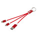 Metal 4-in-1 Ladekabel aus recyceltem Aluminium mit Schlüsselanhänger, rot