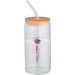 Mirage 500 ml einwandiges Glas aus Borosilikatglas mit Bambusdeckel, transparent
