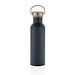 Moderne Stainless-Steel Flasche mit Bambusdeckel, blau