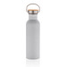Moderne Stainless-Steel Flasche mit Bambusdeckel, weiß