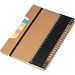 Notizbuch mit Haftnotizen, Ringbuch, Lineal und Gummiband zum Verschließen, braun