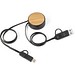 RUBINS. 6-in-1-USB-Kabel ausziehbar aus Recyceltes ABS (100% rABS) und Bambus, Schwarz