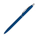 Schlanker, gummierter Druckkugelschreiber, blaue Mine, blau Schlanker, gummierter Druckkugelschreiber, blaue Mine, blau
