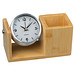 Stifteköcher aus Bambus mit analoger Uhr, beige