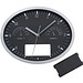 Wanduhr mit Hygro- und Thermometer, oval, schwarz