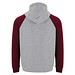 Badet zweifarbiger Kapuzenpullover Unisex, heather grau / Garnet, L