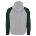 Badet zweifarbiger Kapuzenpullover Unisex, heather grau / dunkelgrün, XS