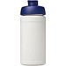 Baseline 500 ml recycelte Sportflasche mit Klappdeckel, weiß/blau
