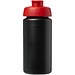 Baseline® Plus grip 500 ml Sportflasche mit Klappdeckel, schwarz/rot
