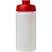 Baseline® Plus grip 500 ml Sportflasche mit Klappdeckel, transparent/rot