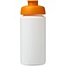Baseline® Plus grip 500 ml Sportflasche mit Klappdeckel, weiß/orange