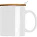 Keramiktasse mit Löffel und Bambusdeckel, weiss
