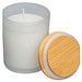 Kerze in gefrostetem Glas mit Bambusdeckel, transparent