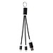 Metal 4-in-1 Ladekabel aus recyceltem Aluminium mit Schlüsselanhänger, schwarz
