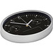 Wanduhr mit Hygro- und Thermometer, oval, schwarz