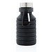 XD COLLECTION Auslaufgeschützte faltbare Silikonflasche, 550 ml, schwarz
