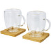 Manti 2-teiliger 350 ml doppelwandiger Glasbecher mit Bambusuntersetzer, transparent, natural