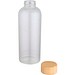 Mirage 650 ml einwandige Trinkflasche aus Borosilikatglas mit Bambusdeckel, transparent