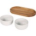 Noa Set aus Holztablett und Keramik- Servierschalen, weiss