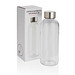 Auslaufsichere Trinkflasche mit Metalldeckel, transparent
