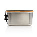 Stainless Steel Lunchbox mit Bambus-Deckel und Göffel, silber