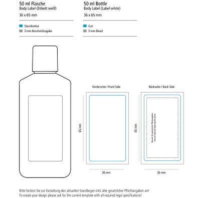 Sonnenmilch LSF 30, inkl. Druck auf Body Label, 50 ml Flasche, weiß