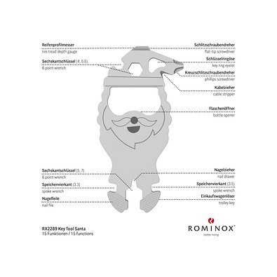 ROMINOX® Key Tool Santa / Weihnachtsmann (16 Funktionen) im Motiv-Mäppchen Frohe Weihnachten