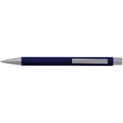 LANCE® Softtouch Metallkugelschreiber Abu-Dhabi, Beschläge silber matt, blaue Mine, dunkelblau