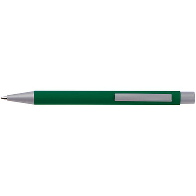 LANCE® Softtouch Metallkugelschreiber Abu-Dhabi, Beschläge silber matt, blaue Mine, grün