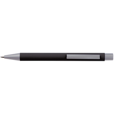 LANCE® Softtouch Metallkugelschreiber Abu-Dhabi, Beschläge silber matt, blaue Mine, schwarz
