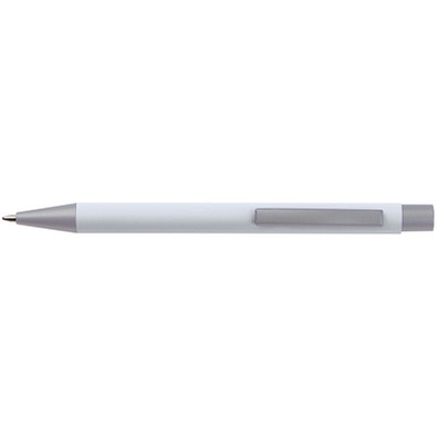 LANCE® Softtouch Metallkugelschreiber Abu-Dhabi, Beschläge silber matt,blaue Mine, weiß
