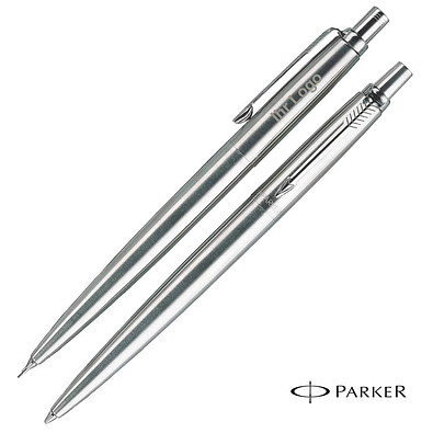 PARKER Schreibset Jotter 2-tlg, blaue Mine, Edelstahl
