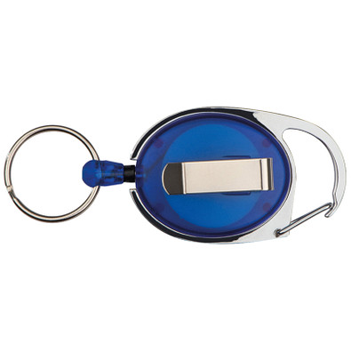 Schlüsselanhänger mit Karabiner und ausziehbarem Schlüsselring, blau