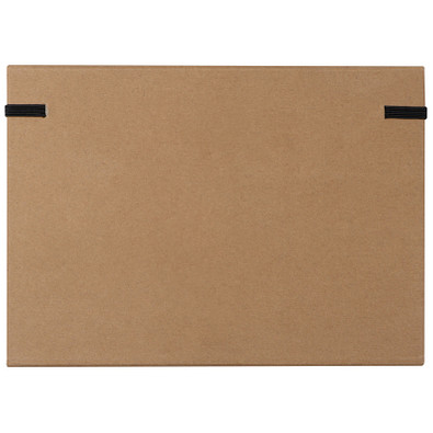 Schreibmappe mit Pappeinband, Lineal, Schreibblock und Haftmarkern, braun