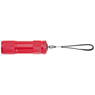 Taschenlampe aus Aluminium mit 9 LEDs, inkl. Batterien in einer Box, rot