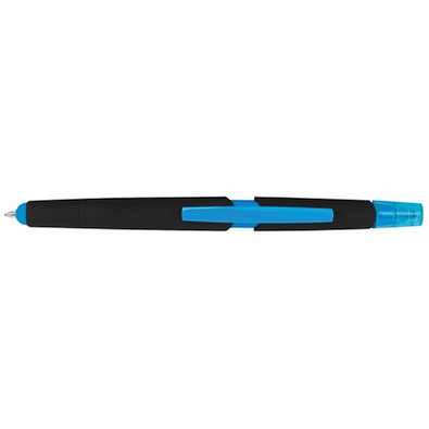 Touch-Kugelschreiber mit Textmarker, blaue Mine, hellblau